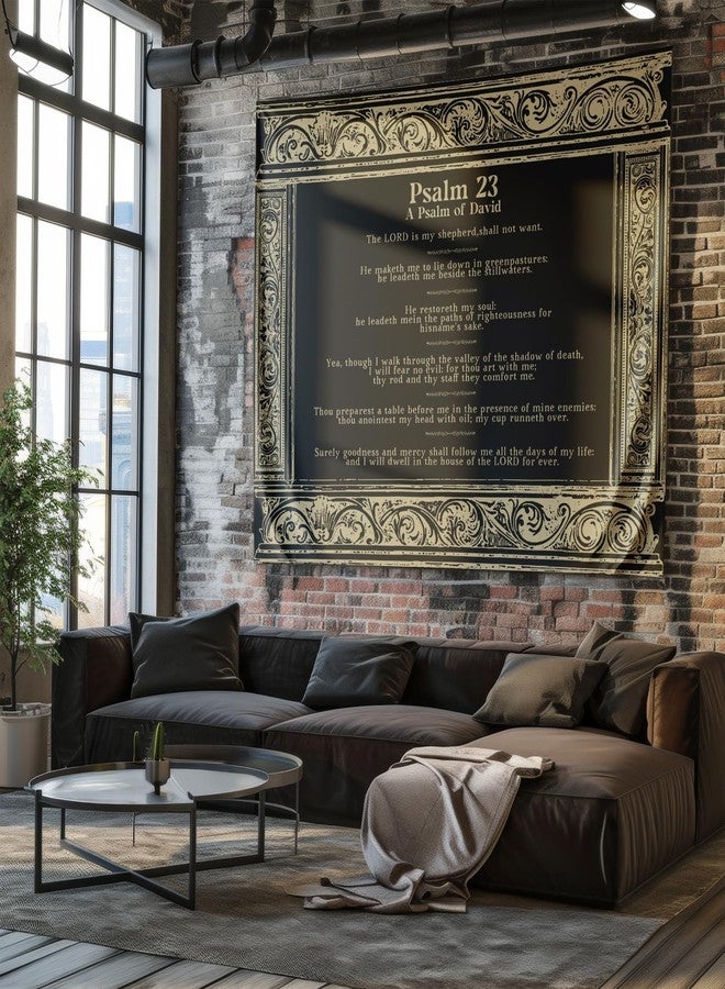 NIPINUS Christian Wall Tapestry with Bible Verses - Psalm 23, Large tapestry wall hanging,Black Retro Motivational Flags Tapestry for Bedroom, Dorm, Living Room Decor Wall Art, 50×60 inches - Image 4